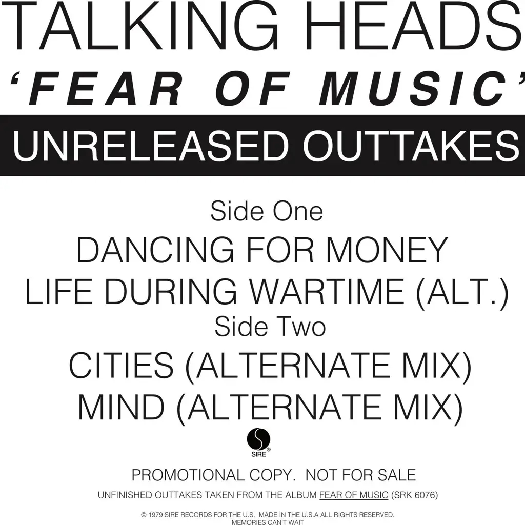 Album artwork for Fear Of Music - Unreleased Outakes by Talking Heads